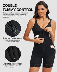 Waist shaper, butt-lifting shaper, tummy control, with crotch zipper and detachable shoulder straps.