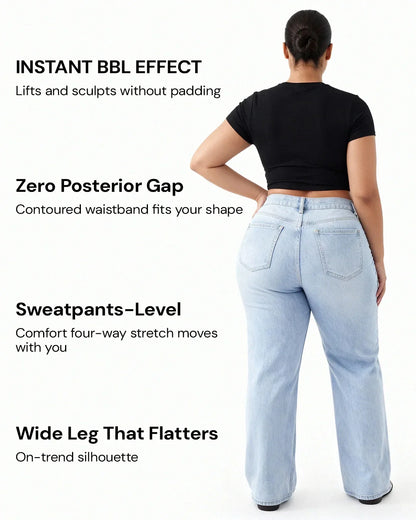 (50% OFF) High Waist Wide Leg Jeans