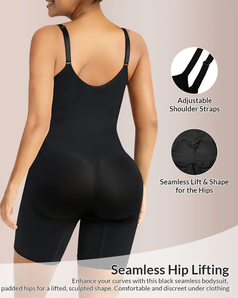 Shapewear bodysuit with a zipper and a tummy-flattening effect